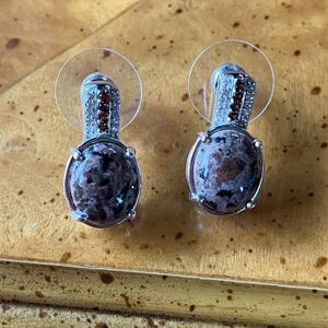 Natural Yooperlite Red Garnet Sterling Silver Earrings